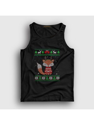 Presmono Unisex Siyah Yılbaşı Fox Tilki Atlet