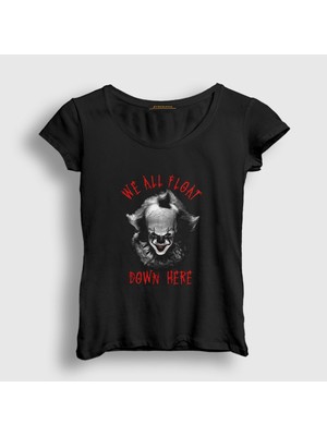 Presmono Kadın Siyah Float Pennywise Stephen King It T-Shirt