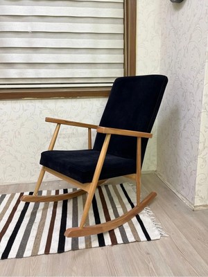 Asedia Trend Siyah Naturel  Sallanan Sandalye | Dinlenme | Emzirme | Tv | Okuma Koltuğu