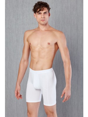 Doreanse Erkek Pamuklu Büyük Beden Uzun Paça Boxer 1792P - Beyaz
