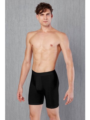 Doreanse Erkek Pamuklu Büyük Beden Uzun Paça Boxer 1792P - Siyah