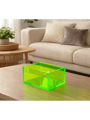 Trend Pleksi Çok Amaçlı Transparan Yeşil Pleksi Kutu (20CM x 15CM x 10CM)