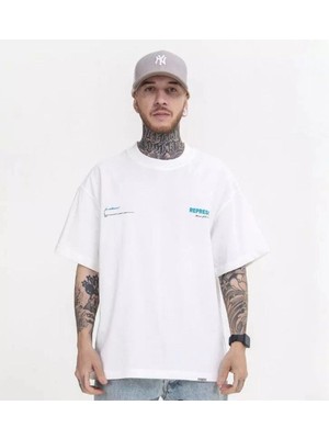 Tarzsokak Erkek Beyaz Represent Baskılı Bisiklet Yaka Tshirt