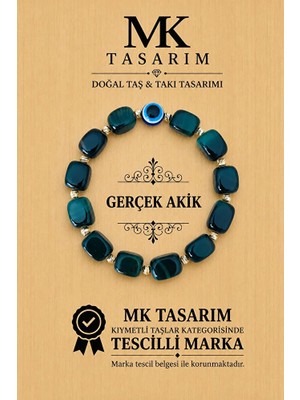 MK Tasarım Gerçek Akik Taşı Bileklik MK.7000.857- Rahatlık-Dinginlik-Enerji- Stres Bilekliği- Renkleri Boya Değildir -Kendi Rengidir
