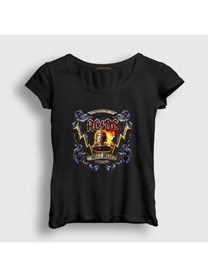 Presmono Kadın Siyah Hells Bells Ac Dc T-Shirt