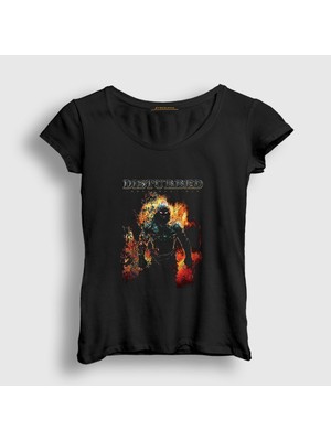 Presmono Kadın Siyah Indestructible Disturbed T-Shirt