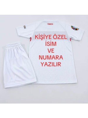 Candy Cup 2026 Yeni Sezon Kişiye Özel Isim Numara Türkiye Milli Takım Çocuk Futbol Forması 2li Set H Beyaz