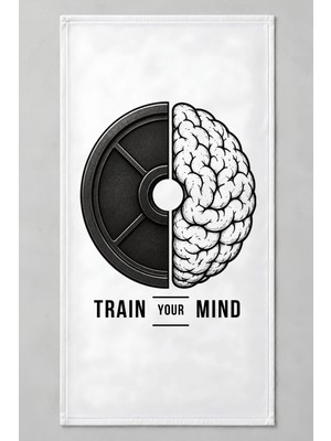 Luvis Store Train Your Mind Yazılı Spor ve Fitness Havlusu 50X100 cm - Beyaz