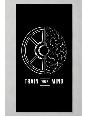 Luvis Store Train Your Mind Yazılı Spor ve Fitness Havlusu 50X100 cm - Siyah