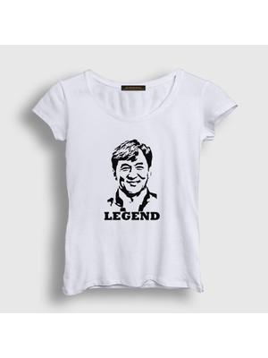 Presmono Kadın Beyaz Legend Karate Jackie Chan T-Shirt