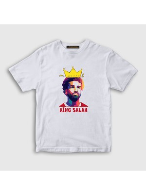 Presmono Unisex Çocuk Beyaz King Soccer Futbol Mohamed Muhammed Salah T-Shirt