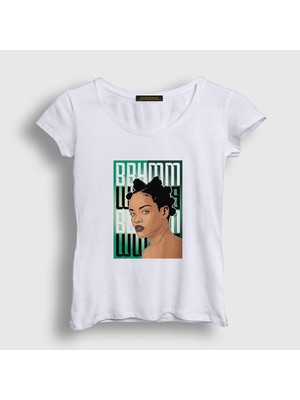 Presmono Kadın Beyaz Poster Rihanna T-Shirt