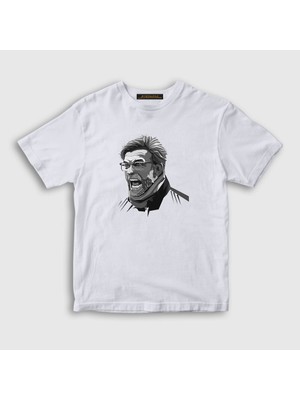 Presmono Unisex Çocuk Beyaz Shout Soccer Futbol Jürgen Klopp T-Shirt