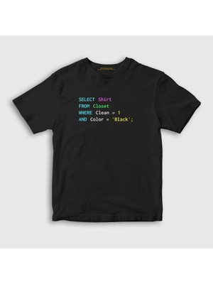 Presmono Unisex Çocuk Siyah Select From Closet Developer Yazılımcı T-Shirt