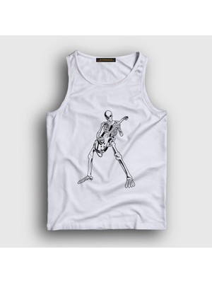 Presmono Unisex Beyaz Skeleton Guitarist Music Rock Atlet