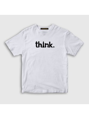 Presmono Unisex Çocuk Beyaz Think Chess Satranç T-Shirt