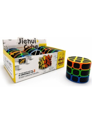 Hobilinka Silindir Zeka Küpü - Karbon Fiber Görünümlü Eğri Yüzeyli Akıl Oyunu