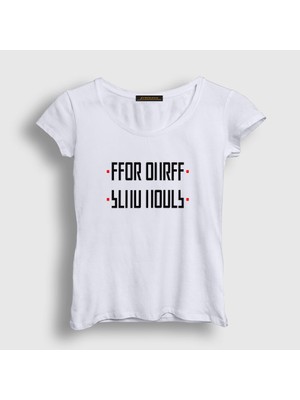 Presmono Kadın Beyaz Send Nudes Katlamalı Gizli Yazılı T-Shirt