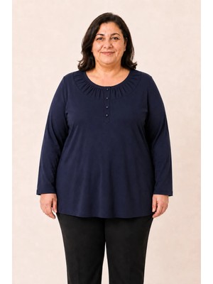 Mutlu City Büyük Beden Sade Anne Penye Bluz 407