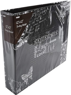 Ozka Concept Photo Albums Fotoğraf Albümleri T-12CHLK/R 3 Halkalı Baskılı Kara Tahta Tasarım Cilt Hatırl