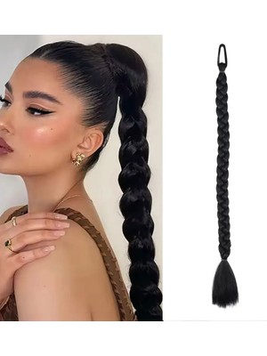 Uravas Store Ikili Örgü Lastik Tokalı At Kuyruğu / Siyah