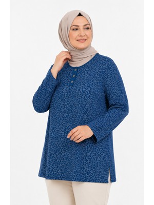 Mutlu City Kadın Yeni Model Yüksek Kalite Yuvarlak Yaka Orta Yaş Anne Penye Bluz 6549