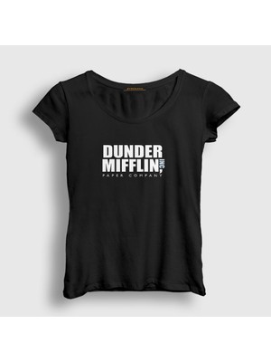 Presmono Kadın Siyah Dunder Mifflin Dizi The Office T-Shirt