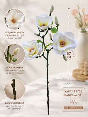 Gfsmore Yapay Beyaz Manolya Dal 57 cm