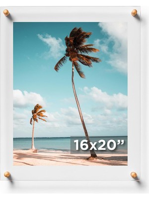 Ozka Concept Coolmodernframes 40,6 x 50,8 cm Şeffaf Yüzer Çift Panel Akrilik Resim Çerçevesi, Sanat Fotoğrafl