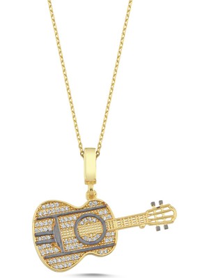Kayra Gümüş Gitar Altın Kaplama Kolye HB515