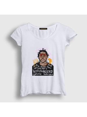 Presmono Kadın Beyaz Kendrick Lamar T-Shirt