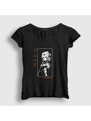 Presmono Kadın Siyah Albedo Oyun Genshin Impact T-Shirt