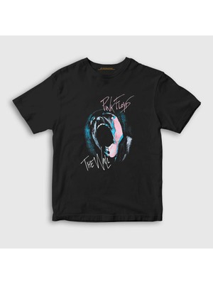 Presmono Unisex Çocuk Siyah The Wall V2 Pink Floyd T-Shirt