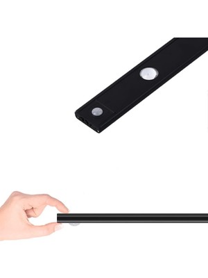 Ozka Concept Ucuz Geldi Sensörlü Şarjlı 3 Farklı Işık Renkli Dimmerli 40CM Siyah Cata Ultra Slim Kabin LED