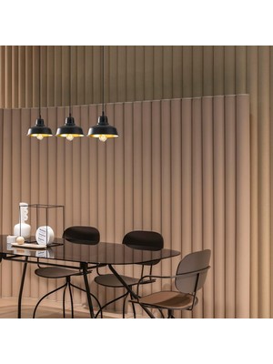 Ozka Concept Oscuro Siyah 3'lü Sarkıt Aydınlatma, Ev, Ofis, Cafe, Restoran Avizeleri, E27 Duy