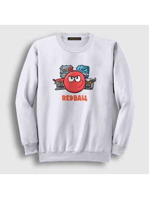 Presmono Unisex Beyaz Crew Oyun Red Ball Sweatshirt