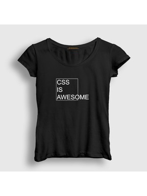 Presmono Kadın Siyah Css Is Awesome Developer Yazılımcı T-Shirt