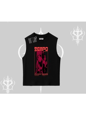Tarzsokak Kolsuz Tshirt Anime Waifu Kırmızı Grafik Desenli