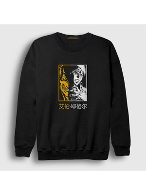 Presmono Unisex Siyah Eren Yeager Anime Attack On Titan Sweatshirt