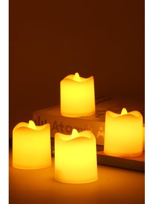 Ozka Concept Telvesse 4 Adet Mini LED Mum Seti Pilli Dumansız Alevli Ledli Dekoratif Yapay Mum Dekor Işığı (4 Ad