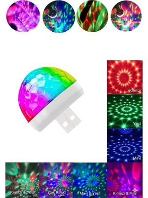 Ozka Concept Neo Vista Rgb USB Mini Disko Topu, Ses Sensörlü, Renkli Led, Parti Lambası, Taşınabilir