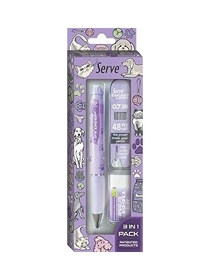 Uravas Store Serve Doğa Desenli Deep Kalem, Deep Silgi ve Deep Min, 0.7 Mm, Lavanta