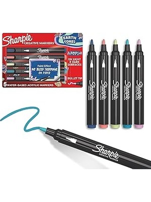 Uravas Store Sharpıe Yaratıcı Marker Akrilik Boya Kalemleri | Toprak Tonları | Su Bazlı Boya Kalemleri | Kan Dolaşımı Yok | Çoğu Yüzey Üzerine Yazar | Küre Uçlu | Çeşitli Renkler | 5'li Paket