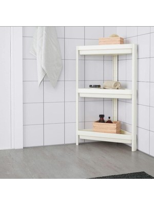 Ozka Concept Vesken Üçgen Raf Ünitesi 3 Katlı Köşe Banyo Rafı Düzenleyici Beyaz