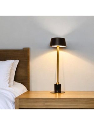 Ozka Concept Amber LED Meragold Masa Lambası, 3000K Günışığı, Edilebilir, Taşınabilir, 3 Kademe Dokunmatik