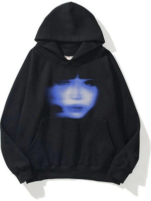 Tarzsokak Unisex Girl Face Sweatshirt Hoodie Siyah