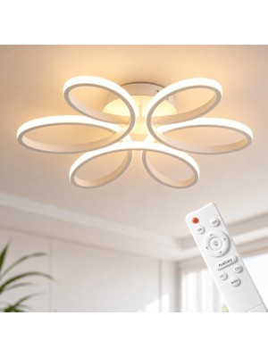 Ozka Concept Nipul Beyaz Plafonyer Avize, Kumandalı 3 Renk Led, 53 Cm, 35-40 M² Aydınlatma, Dimmer Özelli