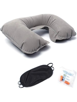 Uravas Store Üçlü Seyahat Seti Şişme Yastık Göz Bandı Kulak Tıkacı BX40
