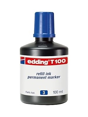 Uravas Store Edding T 100 Permanent Yedek Mürekkep - Kalıcı Mürekkep - Mavi - 100 ml