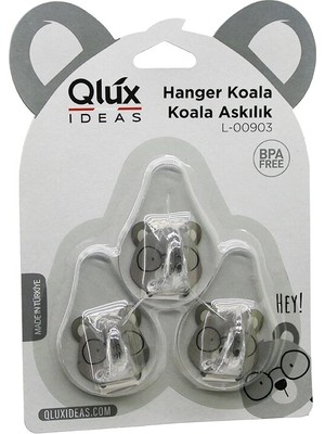Uravas Store 3pcs Koala Askı Şeffaf Askı Yapışkanlı Montaj BX40